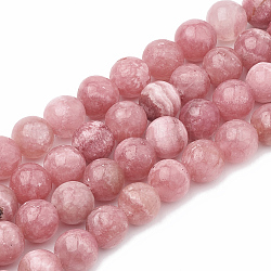 Naturchalcedon Perlenstränge, Nachahmung rhodochrosite, gefärbt und erhitzt, Runde, 6~7 mm, Bohrung: 1 mm, ca. 60~67 Stk. / Strang, 15.7 Zoll