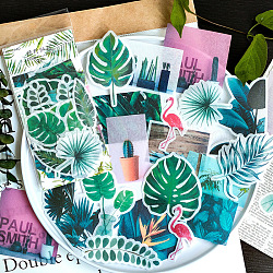 60 Stück selbstklebende florale Deko-Aufkleber aus Papier, Heißpräge-Pflanzenblatt-Aufkleber für DIY-Scrapbooking, hell meergrün, 55~100 mm