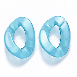 Imitación jelly acrílico anillos de enlace, conectores de enlace rápido, para hacer cadenas de bordillos,  torcedura, el cielo azul, 30x21x6mm, diámetro interior: 16x8 mm