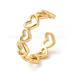 Chapado de iones (ip) 304 anillo de puño abierto con envoltura de corazón de acero inoxidable, anillo hueco para mujer, dorado, nosotros tamaño 9 (18.9 mm)
