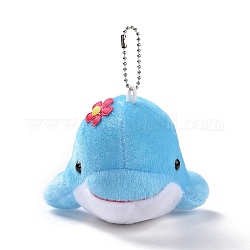 Pp cotone mini animale giocattoli di peluche decorazione ciondolo delfino, con catena palla, cielo blu profondo, 131mm