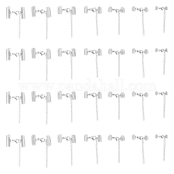 304 Bordsteinkettenverlängerung aus Edelstahl, mit Hummerkrallenverschlüssen und Bandcrimpenden, Edelstahl Farbe, 25~39 mm, 14sets / box