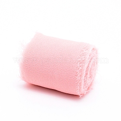 Polyester Ribbon, Fringe Chiffon Silk-Like Ribbon, for Wedding Invitations, Bouquets, Gift Wrapping , Pink, 2 inch(50mm), about 5m/roll