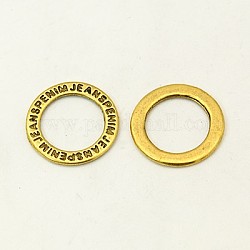 Tibetan Style Alloy Linking Rings, with Word, Antique Golden, 14x1.2mm