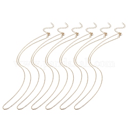6pcs colliers de chaînes de câbles en fer pour femmes, or, 17.7 pouce (45 cm)