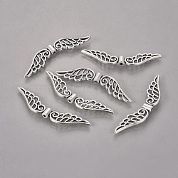 Tibetan Style Alloy Beads, Wing, Cadmium Free & Lead Free, Antique Silver, 12x52x4mm, Hole: 1.5mm, about 361pcs/1000g