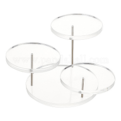 FINGERINSPIRE Round Acrylic Finger Ring Riser Clear 3 Tier Jewelry Display Stands for Rings Bracelets Watches Small Cupcake Stand Display Rack for Action Figures, Collectibles, Gem, Crystals, Rocks