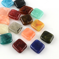 Perles acryliques losanges imitation pierre précieuse, couleur mixte, 30x26x8mm, Trou: 2mm