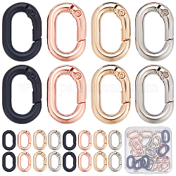 SUNNYCLUE 1 Box 24Pcs Spring O Rings Purse Ring Clips Rounded Rectangle Oval Rose Gold Black Purse Buckle Hardware Carabiner Clips Keyring Snap Hooks Trigger Spring O Rings for Jewelry Making Kits