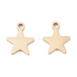 Ion Plating(IP) 316 Surgical Stainless Steel Charms, Star, Real 24K Gold Plated, 9.5x8x1mm, Hole: 1.2mm