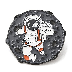 Эмалированные булавки «космонавт», Брошь из сплава с черным покрытием для электрофореза, человек, 28.5x30.5x1.5 мм