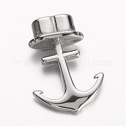 304 Stainless Steel Anchor Hook Clasps, For Leather Cord Bracelets Making, Stainless Steel Color, 33.5x24x9.5mm, Hole: 6x12mm