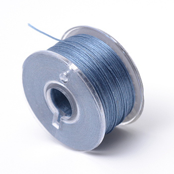Spezialbeschichtete Polyester-Perlenfäden für Saatperlen, Stahlblau, 0.1 mm, ca. 50 Yards / Rolle