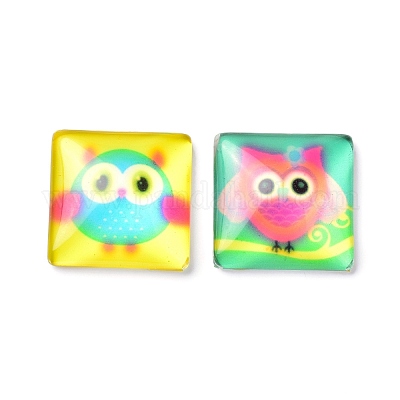 (распродажа с дефектом) стеклянные кабошоны с печатью GGLA-XCP0001-02-1