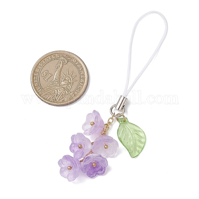 Цветочные украшения ручной работы в технике лэмпворк и акриловые подвески HJEW-TA00438-03-1