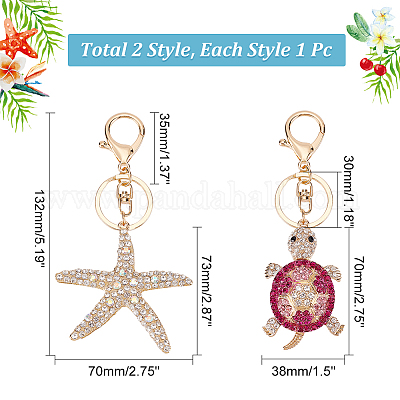 2шт 2 стиля цветной брелок с подвеской из страз KEYC-WR0001-37-1