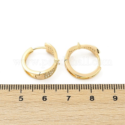 Серьги-кольца из латуни с прозрачным фианитом EJEW-Q016-01G-1