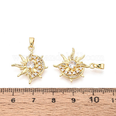 Латунные микропаве прозрачные подвески с фианитом&nbsp;KK-N259-08G-1