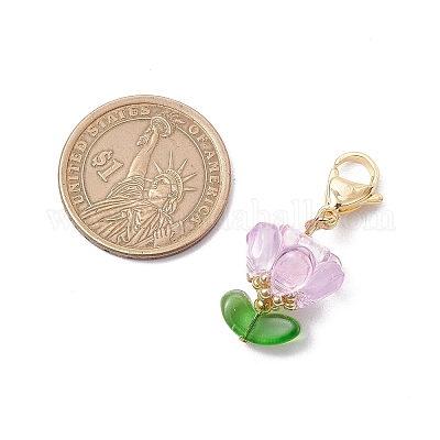 Подвесные украшения из стеклянных цветов HJEW-MZ00206-01-1