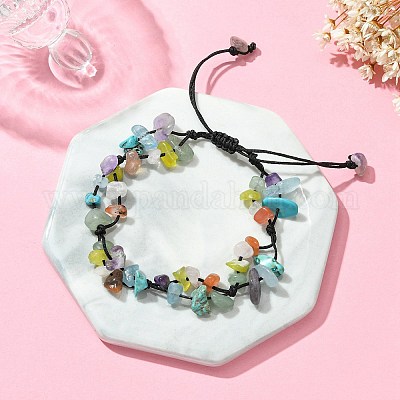 Регулируемый браслет на тему чакры BJEW-TA00372-1