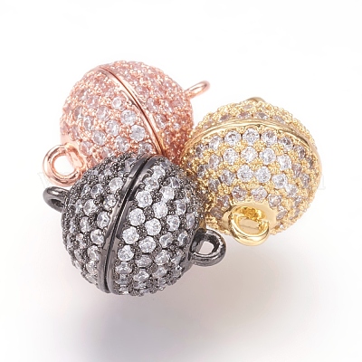 Магнитные застежки из латуни с цирконием и микропаве с петлями ZIRC-E120-05-12mm-NR-1