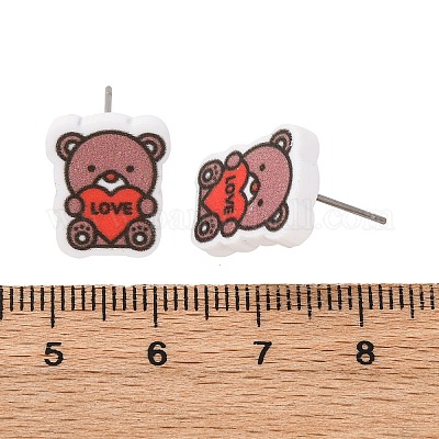 Деревянные серьги-гвоздики EJEW-M063-01G-1