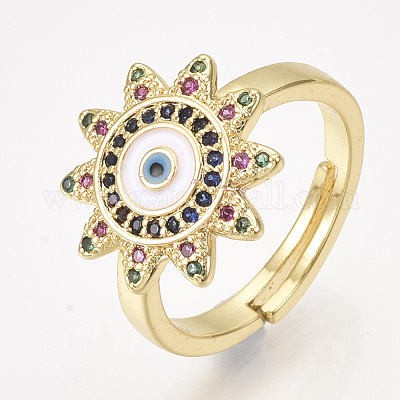 Регулируемые латунные кольца из микро-паве циркония RJEW-S044-024B-1