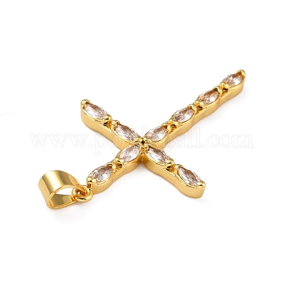 Латунные микропаве прозрачные подвески с фианитом ZIRC-A021-17G-1