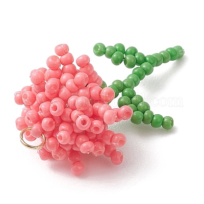 Подвески в виде цветов из стеклянного бисера&nbsp;PALLOY-MZ01224-02-1