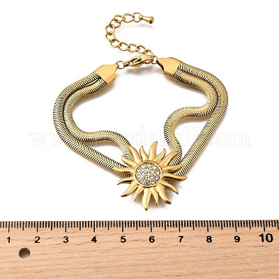 Многослойные браслеты из нержавеющей стали 304 подсолнух BJEW-135-01G-1