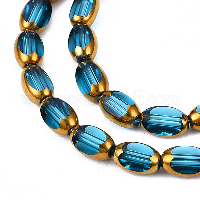 Chapelets de perles en verre électroplaqué&nbsp;EGLA-N008-015F-1