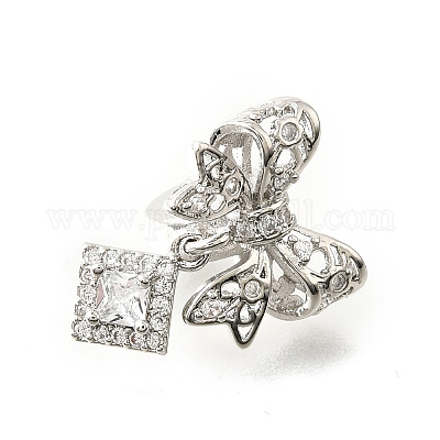 Бант и ромб латунные микропаве прозрачные кубические цирконии европейские бусины KK-V008-35P-1