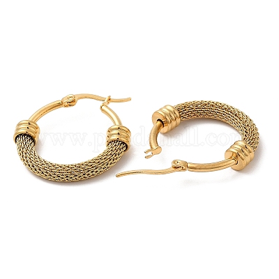 Серьги-кольца из нержавеющей стали 304 с цепочками EJEW-M221-03G-1