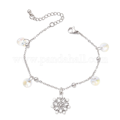 3 шт. браслеты из сплава с подвесками в виде рождественских снежинок BJEW-JB12677-1