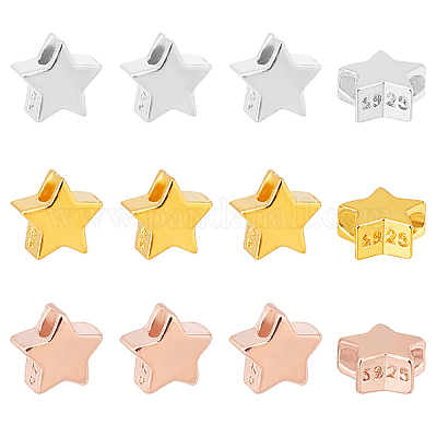 12 шт. 3 цвета 925 бусины из стерлингового серебра STER-PH0002-09-1