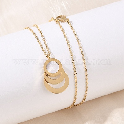 Ожерелья с подвеской в виде кольца из нержавеющей стали 304 с римской цифрой 3 NJEW-V001-06G-02-1