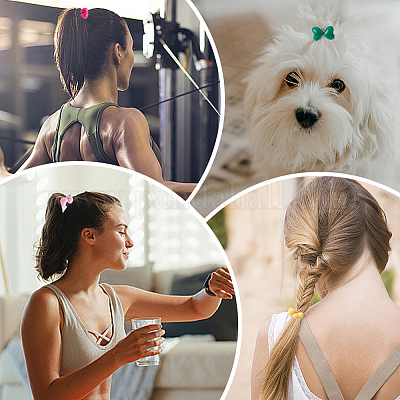 7 шт. 7 стиля акриловые резинки для волос в форме сердца карамельного цвета OHAR-CP0001-22B-1