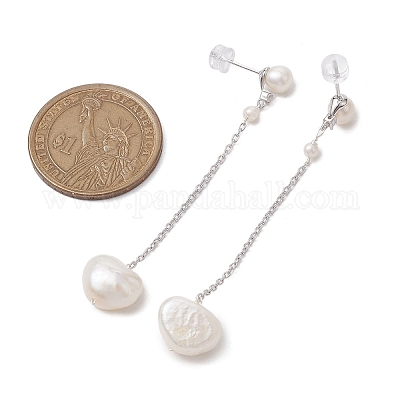 Натуральные жемчужные ушные шпильки EJEW-P286-14P-1