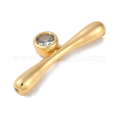 Латунные микро проложить кубического циркония бусы KK-P283-18G-1