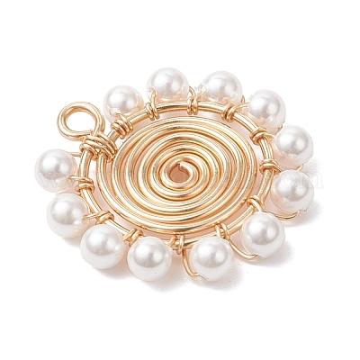 4 шт. 4 подвески из круглой бусины с ракушками и жемчугом PALLOY-TA00328-1