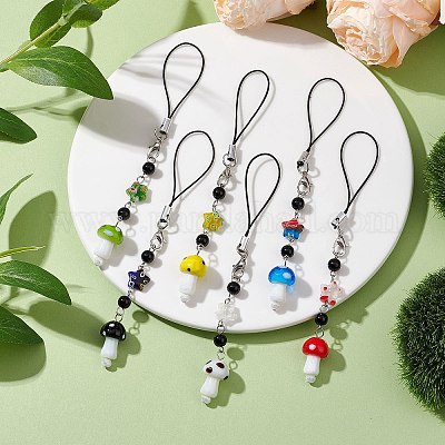 Ручная работа лэмпворк грибные мобильные ремни HJEW-JM02290-1