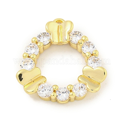 Латунные микропаве прозрачные подвески с фианитом KK-S386-06G-1