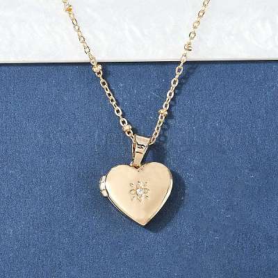 Ожерелья с подвеской в виде сердца из нержавеющей стали 304 с прозрачными кубическими цирконами для женщин NJEW-Z077-01G-1
