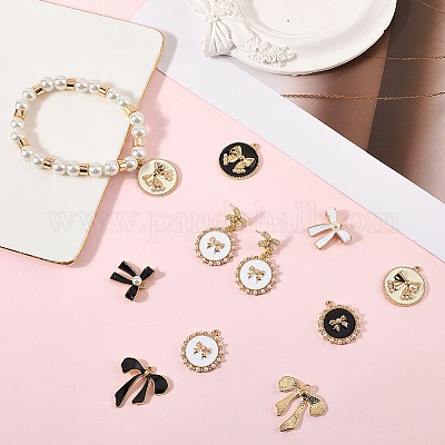 32 шт. 8 стиля подвески из сплава и эмали в виде банта ENAM-SC0006-71-1