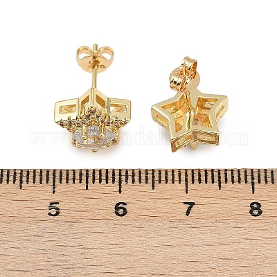 Серьги-гвоздики из циркония EJEW-Z128-01G-01-1