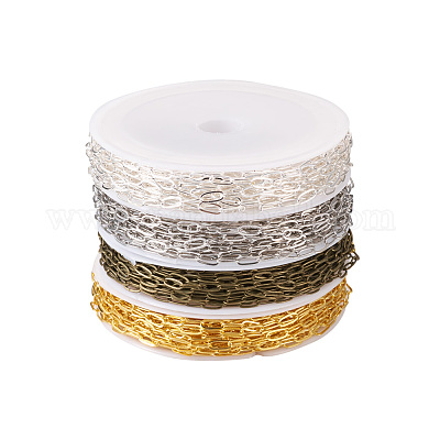 20м 4-х цветные латунные цепочки из скрепок CHC-CD0001-01-1