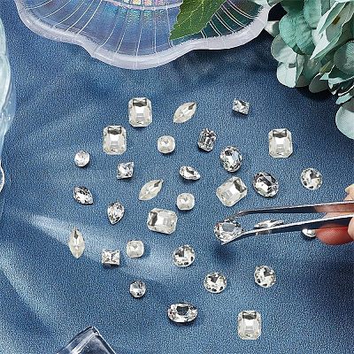 70 шт. 7 стильных кабошона из заостренного стекла k9 со стразами RGLA-CA0001-07-1