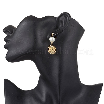 Серьги-гвоздики из стекла с жемчугом EJEW-JE06543-02-1