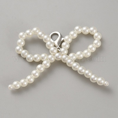 Пластиковые подвески для обуви с бантом из искусственного жемчуга DIY-WH0632-76A-1