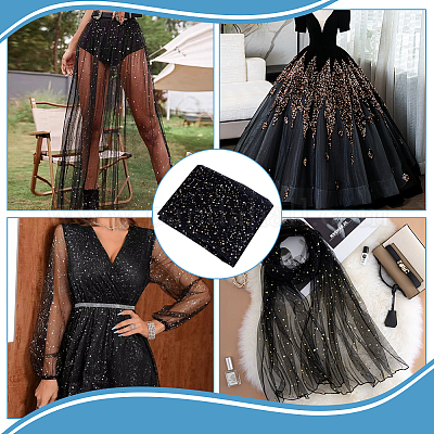 6 ярд полиэстеровой сетчатой ткани со звездным узором DIY-WH0060-94B-1